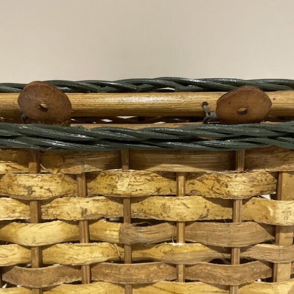 Vintage Woven Wicker Hanging Wall Pocket Basket Americana Forest Cottagecore - Picture 8 of 13